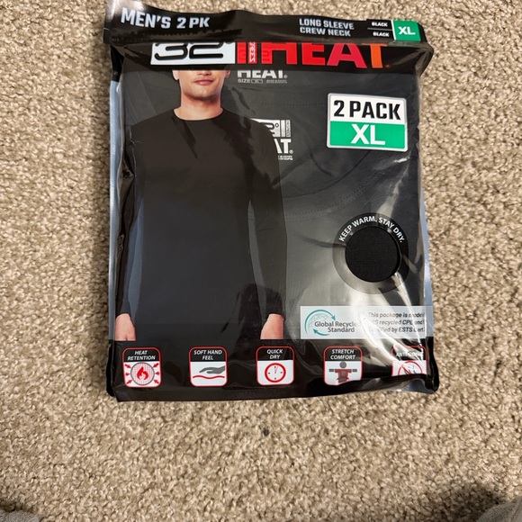 32 Degrees Black Crew Neck Long Sleeve Shirt XL 2-Pack - Picture 2 of 2